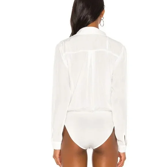 NWOT Superdown Presely Surplice Bodysuit Surplice Long-Sleeve White Bodysuit. M. - Picture 3 of 14